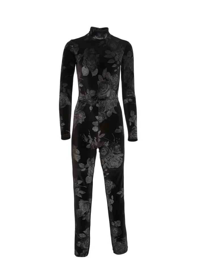 Fleur Du Mal Jumpsuits and Rompers Women Rose Velvet Catsuit Black Fleur Du Mal Jumpsuits and Rompers Women Rose Velvet Catsuit Black