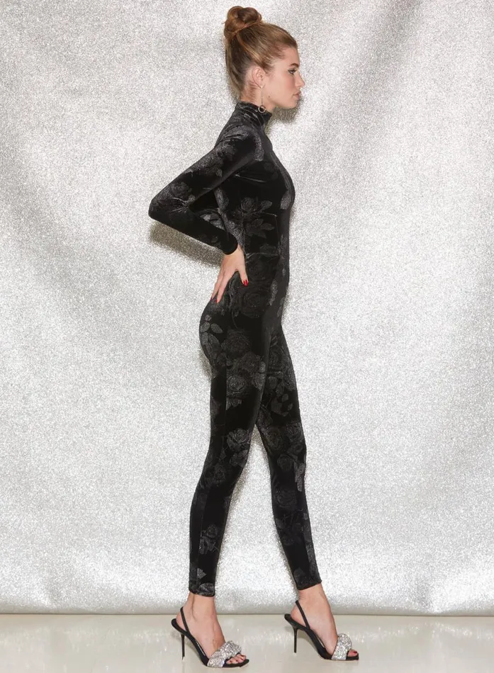 Fleur Du Mal Jumpsuits and Rompers Women Rose Velvet Catsuit Black Fleur Du Mal Jumpsuits and Rompers Women Rose Velvet Catsuit Black