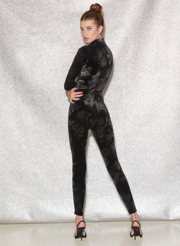 Fleur Du Mal Jumpsuits and Rompers Women Rose Velvet Catsuit Black Fleur Du Mal Jumpsuits and Rompers Women Rose Velvet Catsuit Black