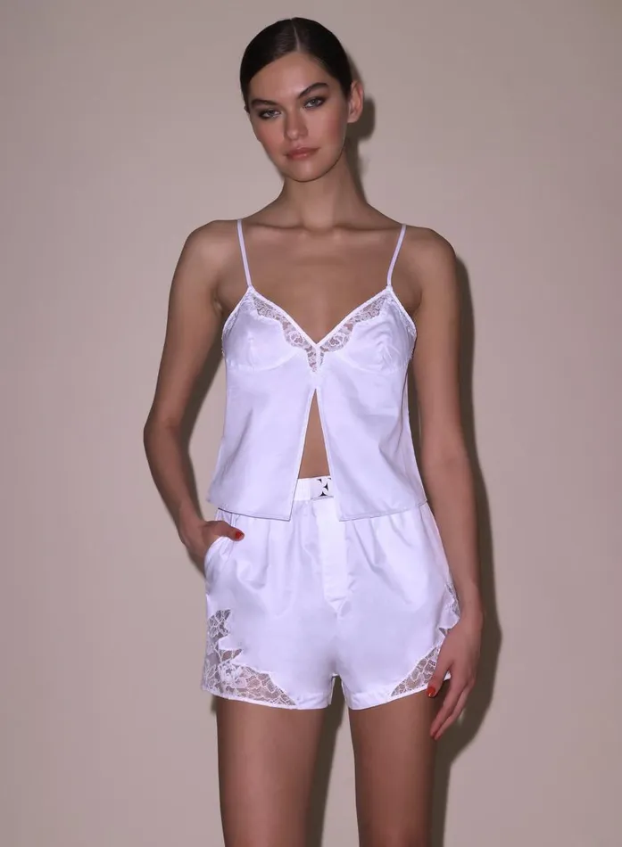 Fleur Du Mal Loungewear Women Poplin Cami White Fleur Du Mal Loungewear Women Poplin Cami White