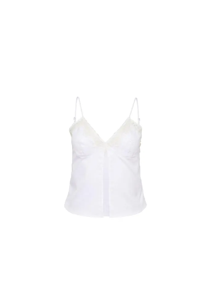 Fleur Du Mal Loungewear Women Poplin Cami White Fleur Du Mal Loungewear Women Poplin Cami White