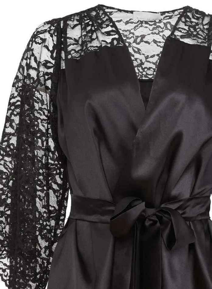 Fleur Du Mal Loungewear Women Venus Lace Robe Black Fleur Du Mal Loungewear Women Venus Lace Robe Black