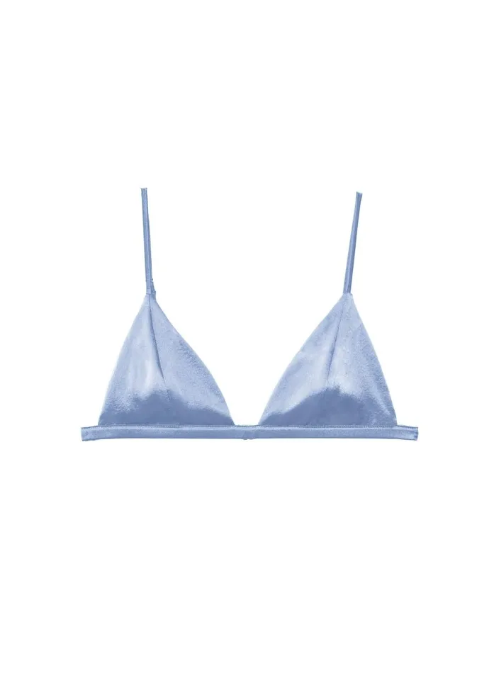 Fleur Du Mal Pleasure Women Luxe Triangle Bra Denim Blue Fleur Du Mal Pleasure Women Luxe Triangle Bra Denim Blue