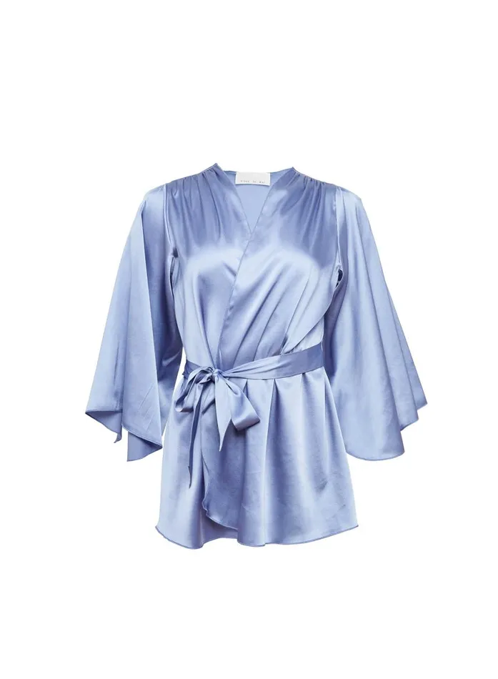 Fleur Du Mal Robes Women Angel Sleeve Robe Denim Blue Fleur Du Mal Robes Women Angel Sleeve Robe Denim Blue
