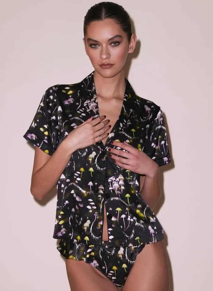 Fleur Du Mal Sleepwear Women Ethereal Mushroom Short Sleeve PJ Top Ethereal Mushroom Print Fleur Du Mal Sleepwear Women Ethereal Mushroom Short Sleeve PJ Top Ethereal Mushroom Print