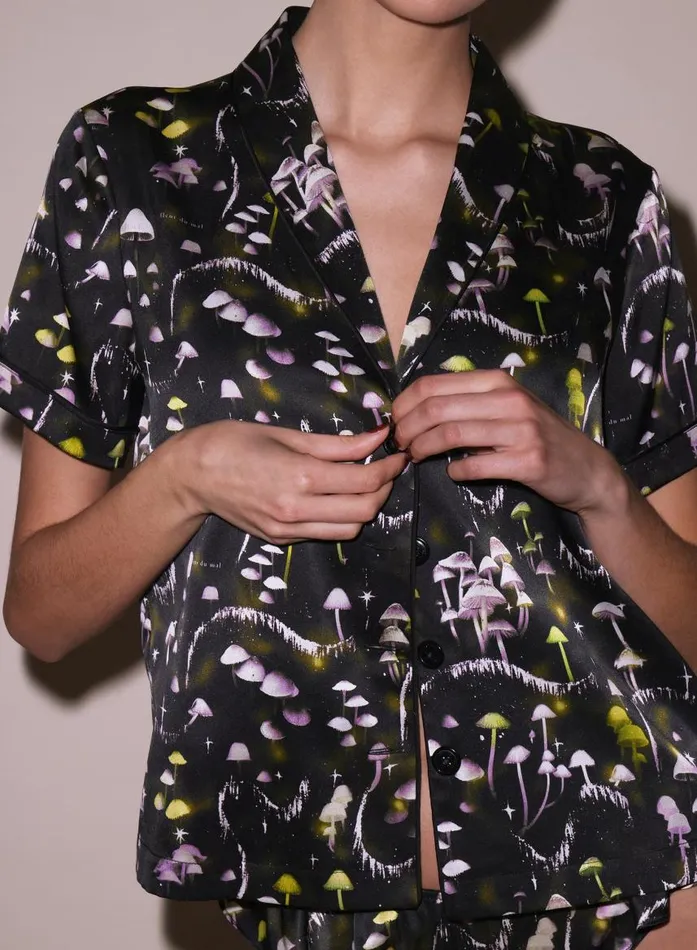 Fleur Du Mal Sleepwear Women Ethereal Mushroom Short Sleeve PJ Top Ethereal Mushroom Print Fleur Du Mal Sleepwear Women Ethereal Mushroom Short Sleeve PJ Top Ethereal Mushroom Print