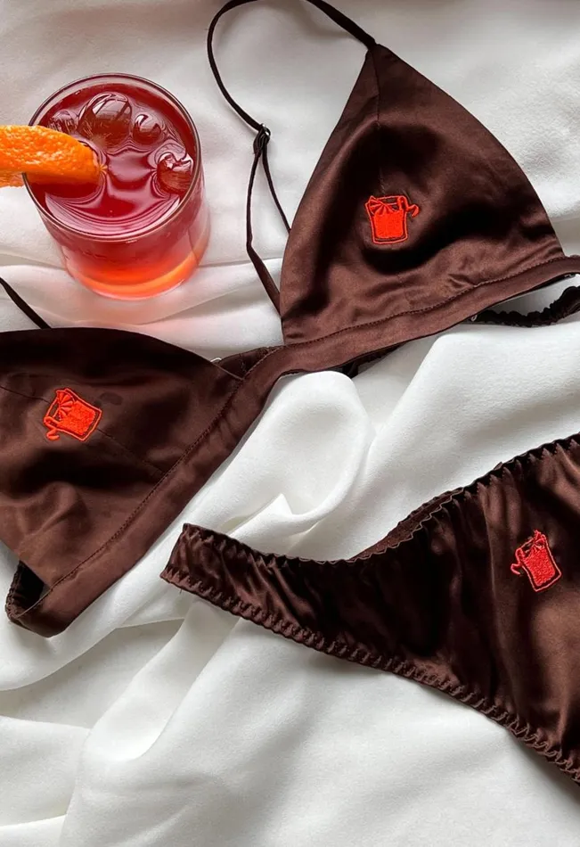 Fleur Du Mal Thongs Women Negroni Embroidered Luxe Thong Cocoa