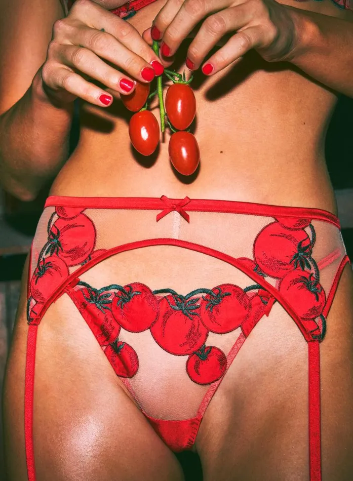 Fleur Du Mal Thongs Women Pomodoro Embroidery VString Sauce Fleur Du Mal Thongs Women Pomodoro Embroidery VString Sauce