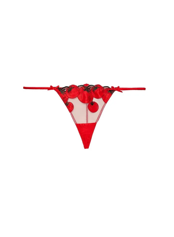 Fleur Du Mal Thongs Women Pomodoro Embroidery VString Sauce Fleur Du Mal Thongs Women Pomodoro Embroidery VString Sauce