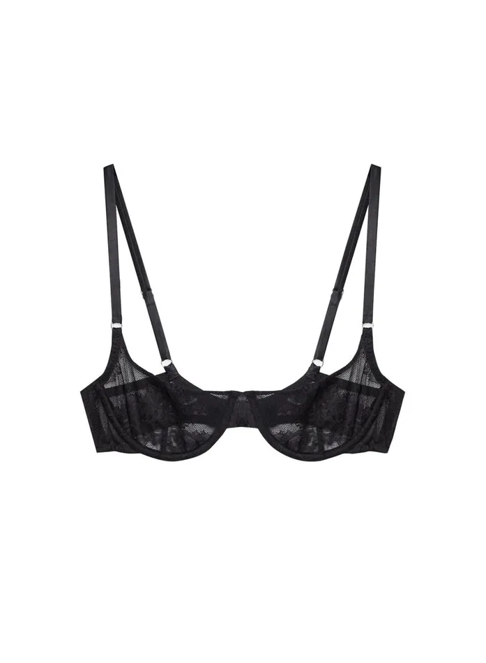 Fleur Du Mal Underwire Bras Women Bouquet Lace Scooped Balconette Bra Black Fleur Du Mal Underwire Bras Women Bouquet Lace Scooped Balconette Bra Black
