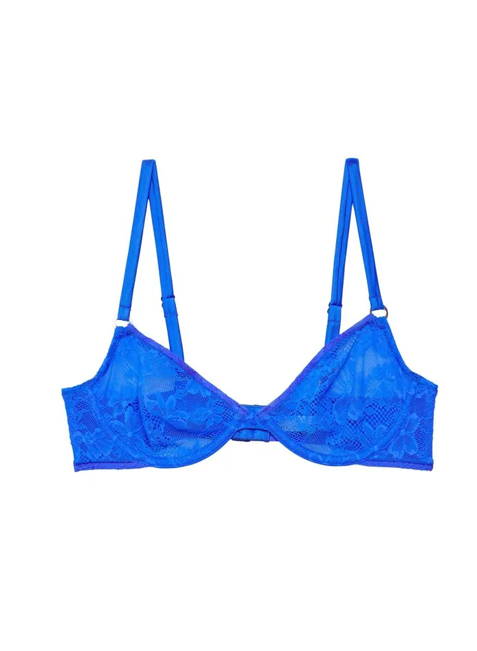 Fleur Du Mal Underwire Bras Women Le Stretch Lace Demi Bra Electric Blue Fleur Du Mal Underwire Bras Women Le Stretch Lace Demi Bra Electric Blue
