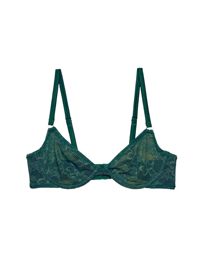 Fleur Du Mal Underwire Bras Women Le Stretch Lace Demi Bra Evergreen Fleur Du Mal Underwire Bras Women Le Stretch Lace Demi Bra Evergreen