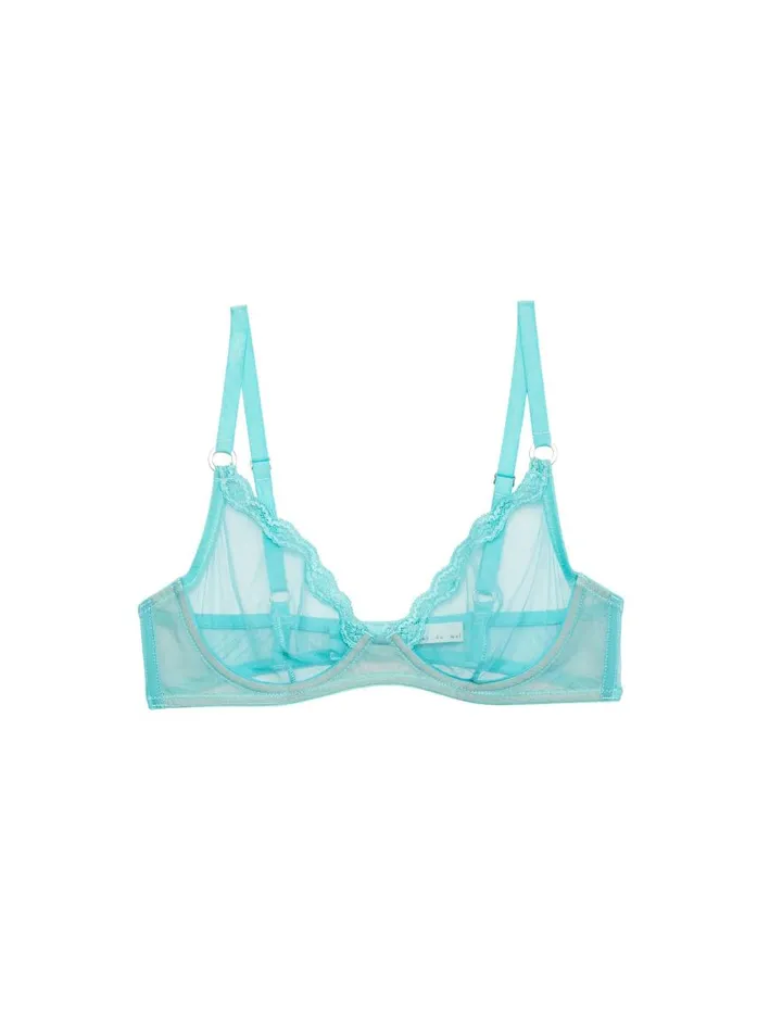 Fleur Du Mal Underwire Bras Women Sheer Tulle Demi Bra Bright Jade Fleur Du Mal Underwire Bras Women Sheer Tulle Demi Bra Bright Jade