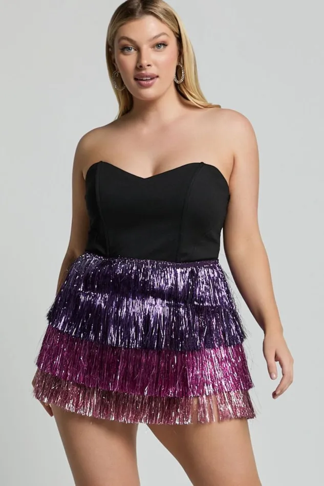Flossie Mini Dress 8211 Sweetheart Fringe Layered Dress In Black Women Showpo Curve Clothes