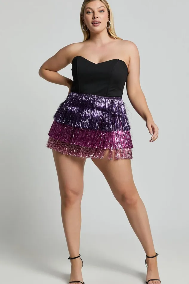 Flossie Mini Dress 8211 Sweetheart Fringe Layered Dress In Black Women Showpo Curve Clothes