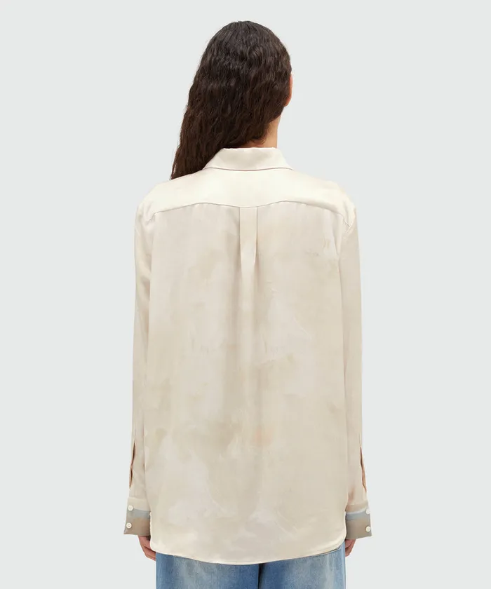 Fluid Satin Shirt With 034Plates034 Print Women MSGM Tops And Shirts