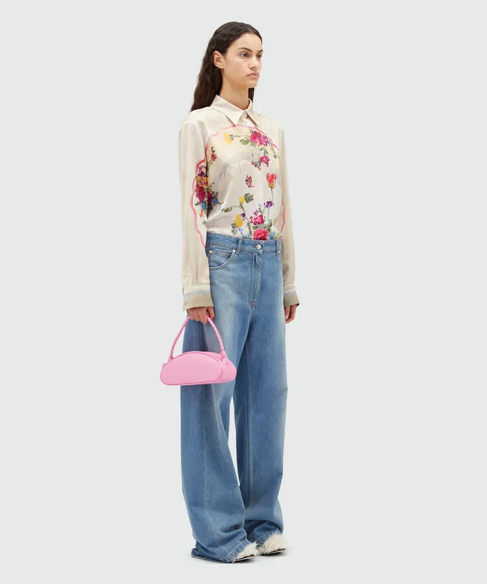 Fluid Satin Shirt With 034Plates034 Print Women MSGM Tops And Shirts