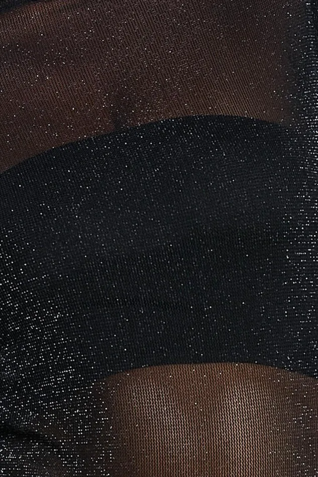 Francesca Bodysuit 8211 Long Sleeve High Neck Glitter Sheer Bodysuit In Black Women Showpo Tops