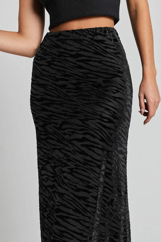Frankie Midi Skirt 8211 Burn Out Velvet High Waisted Slip Skirt In Black Women Showpo Skirts