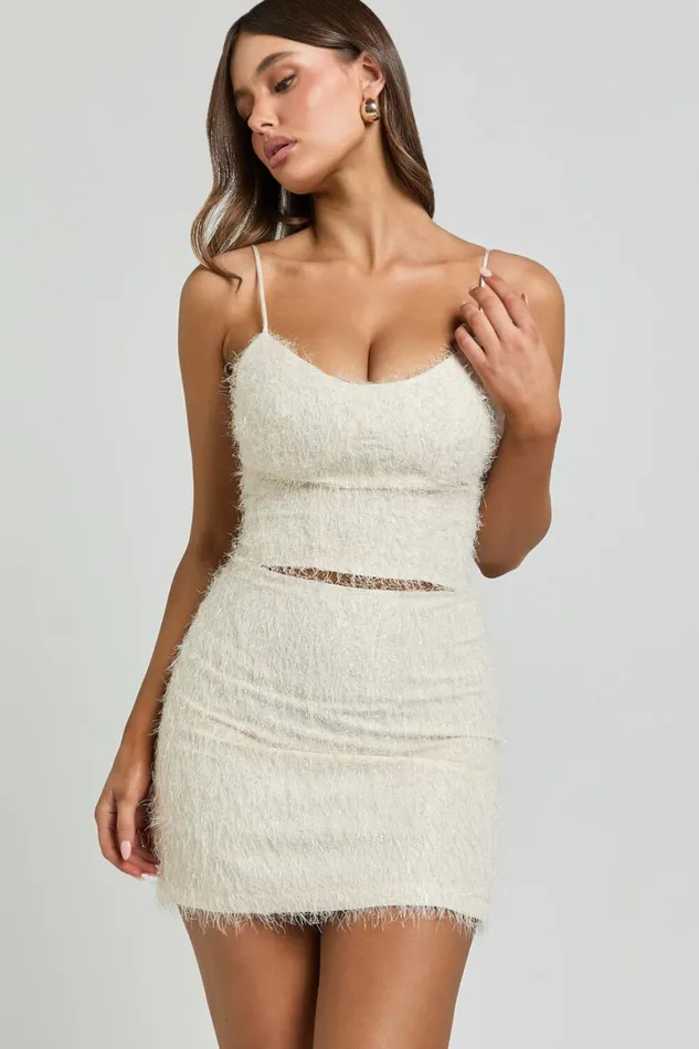 Frida Mini Skirt 8211 High Waisted A Line Fluffy Skirt In Cream Women Showpo Skirts