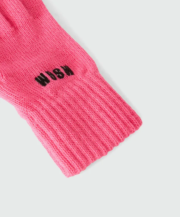 Fuchsia BlendedWool Gloves With Impact Logo Women MSGM Hats Scarves And Gloves