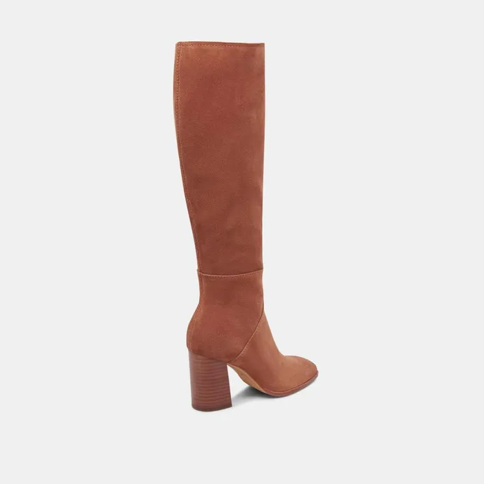 Fynn Wide Calf Boots Dk Brown Suede Women Dolce Vita Boots and Booties
