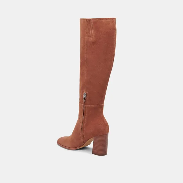 Fynn Wide Calf Boots Dk Brown Suede Women Dolce Vita Boots and Booties
