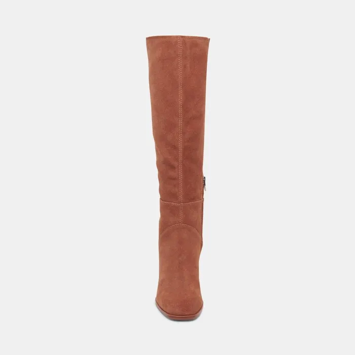 Fynn Wide Calf Boots Dk Brown Suede Women Dolce Vita Boots and Booties
