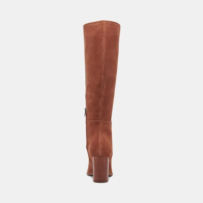 Fynn Wide Calf Boots Dk Brown Suede Women Dolce Vita Boots and Booties