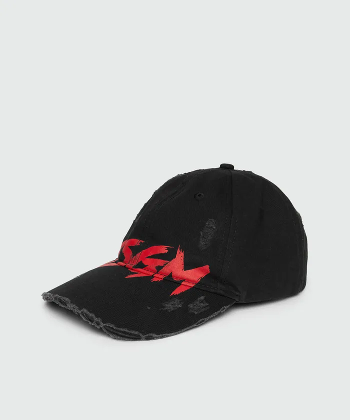 Gabardine Baseball Cap With Brushstroke Logo Men MSGM Hats Scarves And Gloves