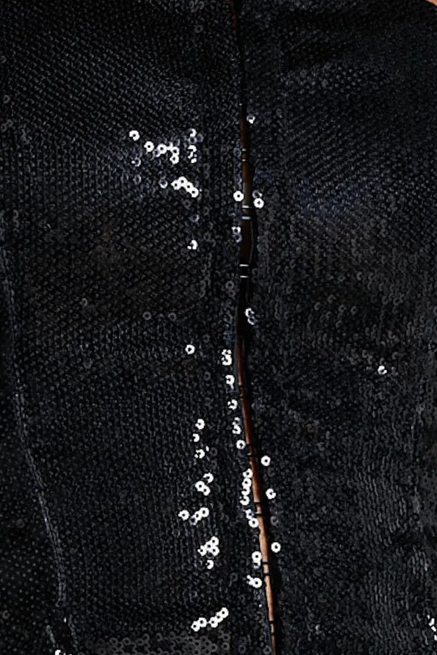Gabbie Top 8211 Hook And Eye Detail Sequin Corset Top In Black Women Showpo Tops