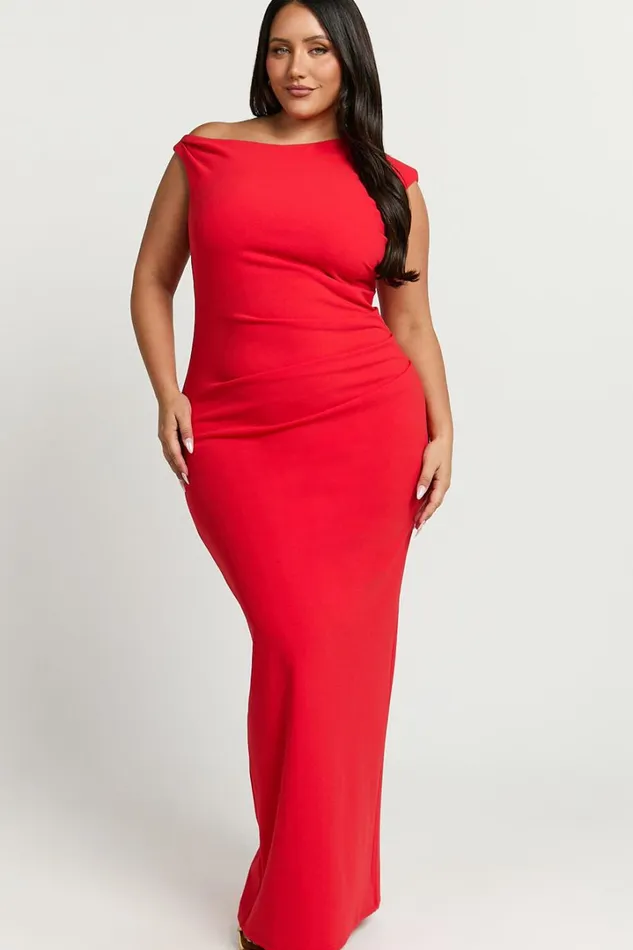 Genie Maxi Dress 8211 Off The Shoulder Dress In Red Women Showpo Curve Clothes