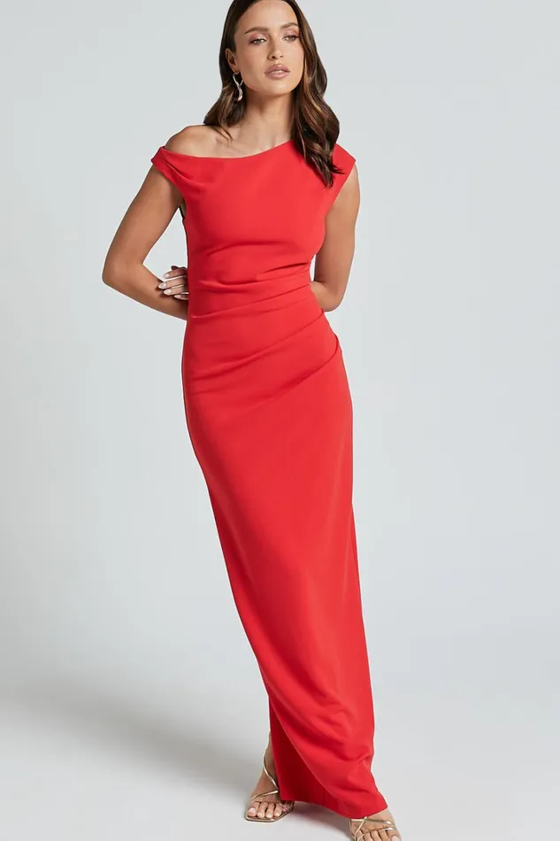 Genie Maxi Dress 8211 Off The Shoulder Dress In Red Women Showpo Curve Clothes