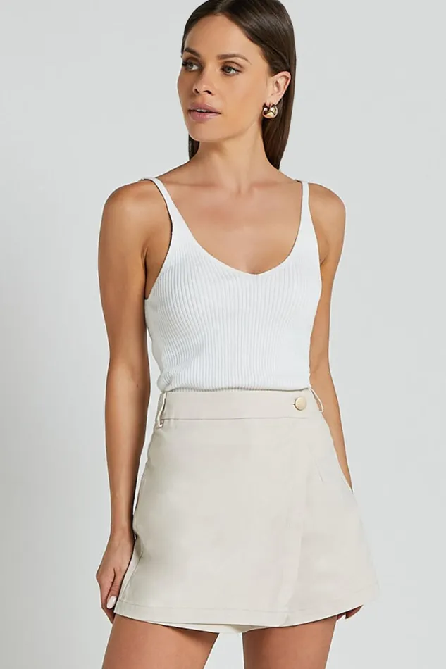 Gerry Skort 8211 Twill Wrap Front Skort In Oyster Women Showpo Shorts