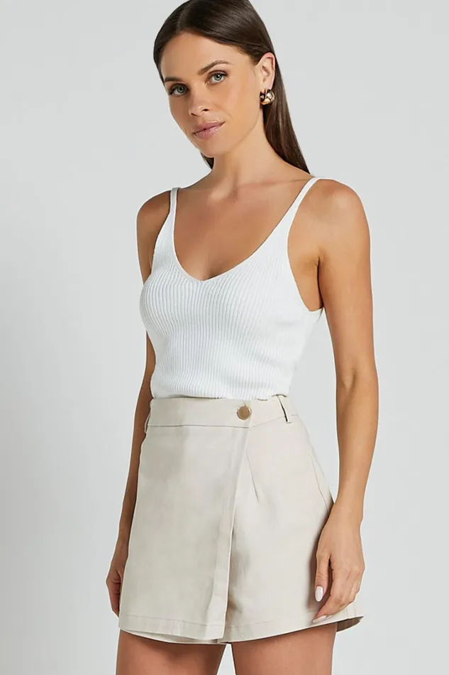 Gerry Skort 8211 Twill Wrap Front Skort In Oyster Women Showpo Shorts