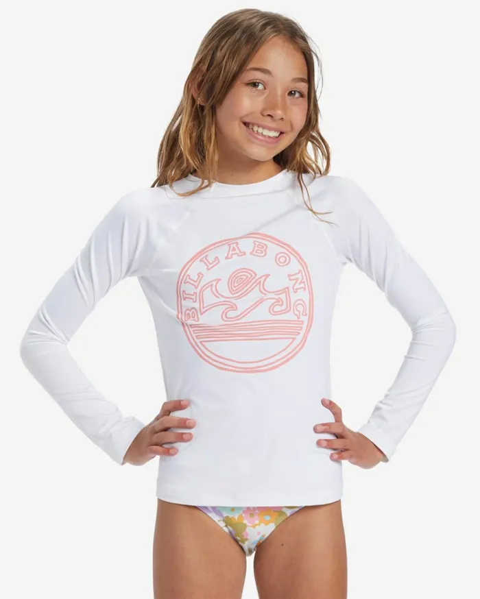 Girl039s Core Surfdaze Long Sleeve Rashguard Surf Tee White Kids Billabong Girls039 Rashguards