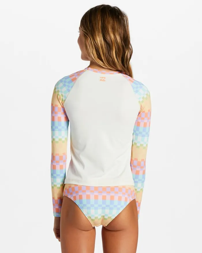 Girl039s Paradise Check Long Sleeve Rashguard Set Multi Kids Billabong Girls039 Swimwear