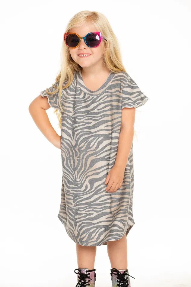 Girls Chaser Brand Cozy Knit Ruffle Short Sleeve Shirttail Mini Dress in Zebra Stripe Dresses and Skirts Girls Chaser Brand Cozy Knit Ruffle Short Sleeve Shirttail Mini Dress in Zebra Stripe Dresses and Skirts
