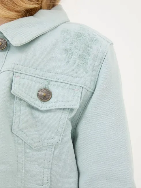 Girls Fatface Coats and Jackets Green Embroidered Denim Jacket Girls Fatface Coats and Jackets Green Embroidered Denim Jacket