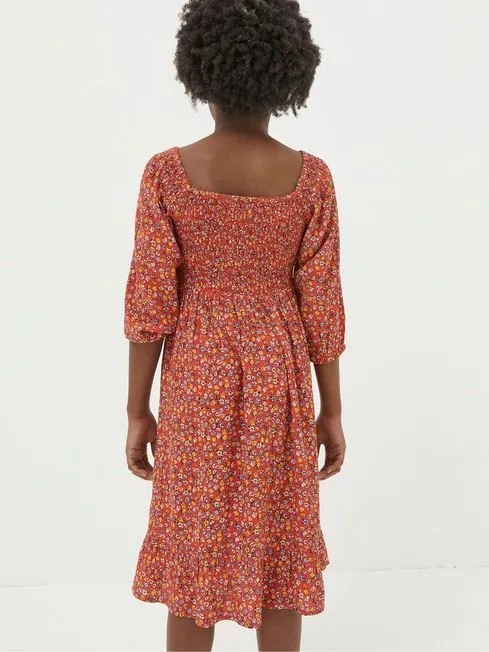 Girls Fatface Dresses Adele Red Floral Printed Dress Girls Fatface Dresses Adele Red Floral Printed Dress