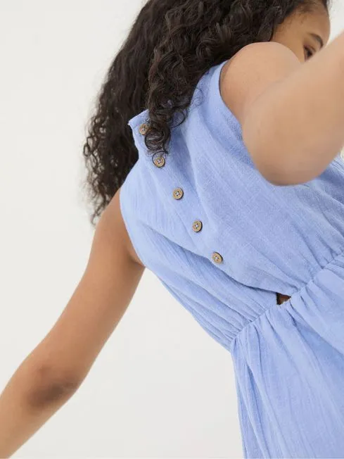 Girls Fatface Dresses Blue Embroidered Tiered Dress Girls Fatface Dresses Blue Embroidered Tiered Dress