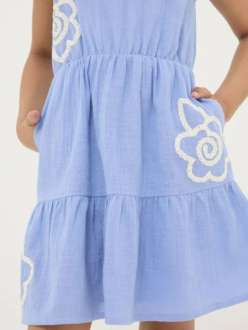 Girls Fatface Dresses Blue Embroidered Tiered Dress Girls Fatface Dresses Blue Embroidered Tiered Dress