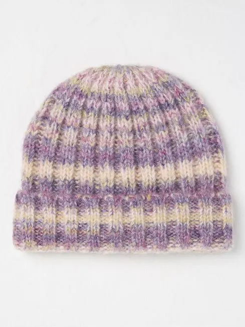 Girls Fatface Hats Gloves and Scarves Purple Space Dye Rib Beanie