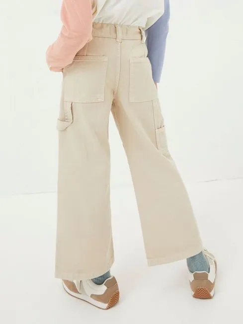 Girls Fatface Jeans and Leggings Natural Wide Leg Trousers Girls Fatface Jeans and Leggings Natural Wide Leg Trousers