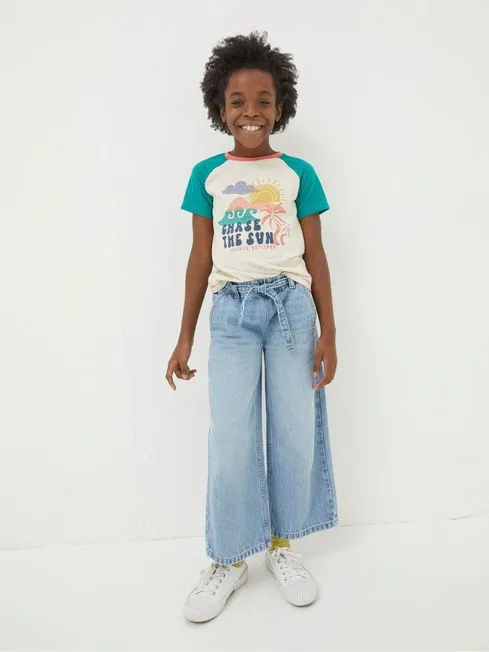Girls Fatface Tops and TShirts Natural Chase The Sun TShirt