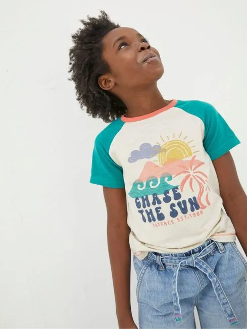 Girls Fatface Tops and TShirts Natural Chase The Sun TShirt