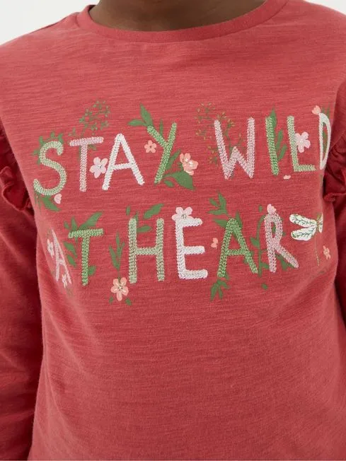 Girls Fatface Tops and TShirts Red Wild At Heart Graphic TShirt Girls Fatface Tops and TShirts Red Wild At Heart Graphic TShirt