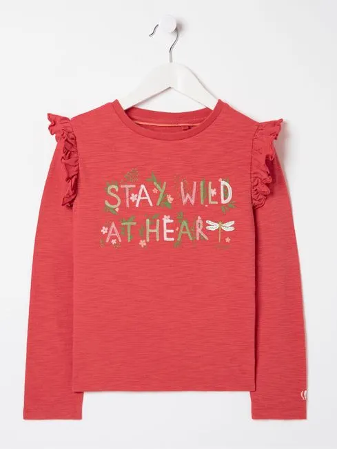 Girls Fatface Tops and TShirts Red Wild At Heart Graphic TShirt Girls Fatface Tops and TShirts Red Wild At Heart Graphic TShirt