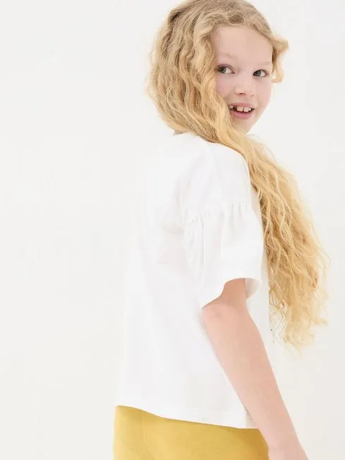 Girls Fatface Tops and TShirts White Peacock Graphic TShirt