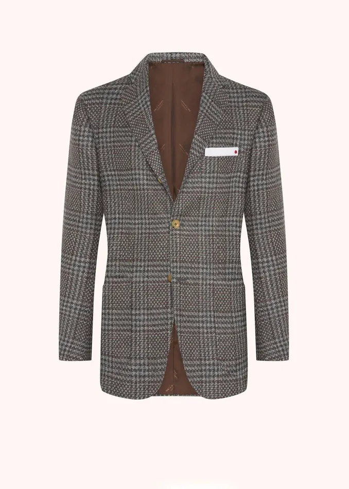 GLEN PLAID CASHMERE BLEND BLAZER Men Kiton Jackets